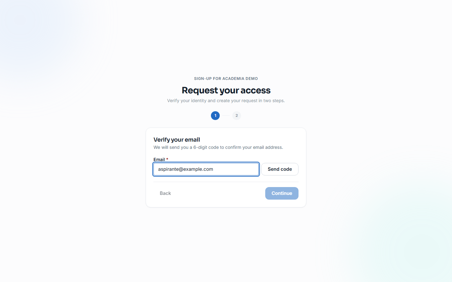 Public sign-up wizard with its verification steps