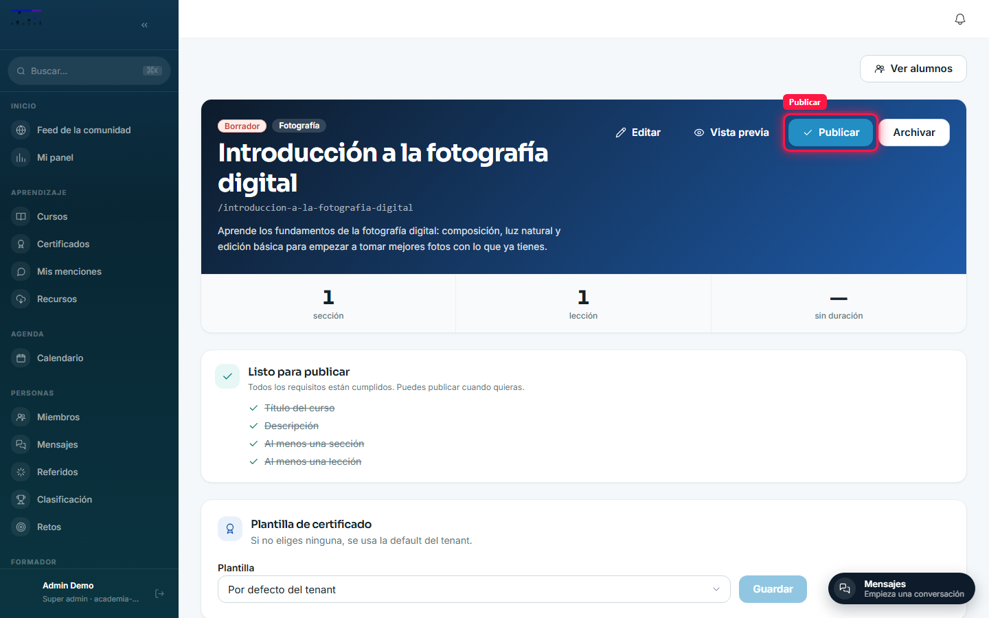 Checklist de publicación completo