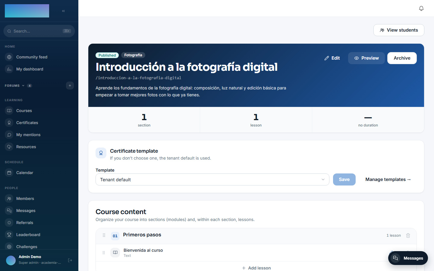 Course published